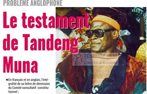 Cameroun – Exclusif: Lettre de démission de Tandeng MUNA du Comité consultatif constitutionnel en 1994