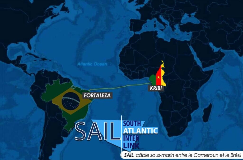 Un câble sous-marin à fibre de 6000 km relie le Brésil au Cameroun.
