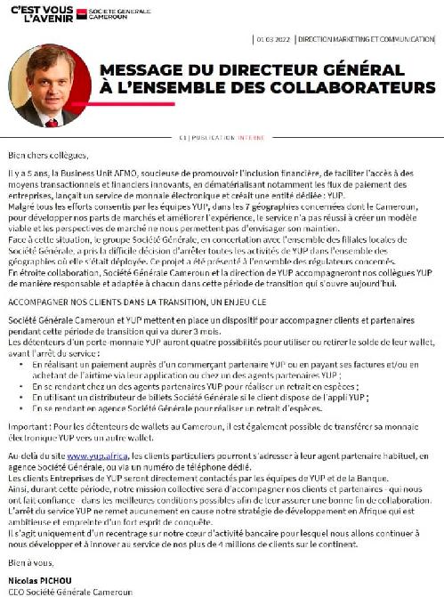 Cameroun : Face à la concurrence, YUP de Société Générale jette l’éponge 2 Abandon de yup