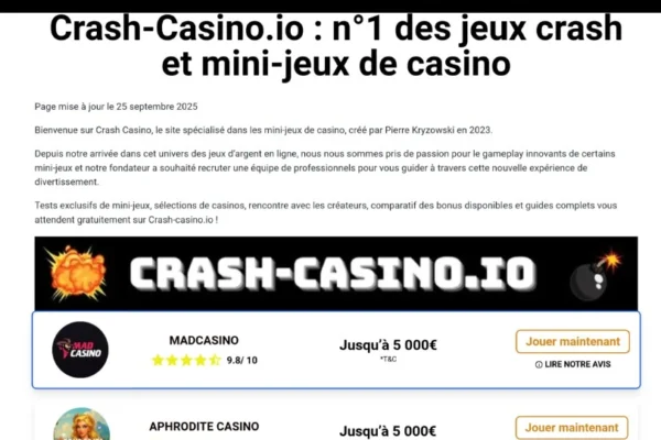 Nous avons testé le fameux site Crash-casino.io : Bilan