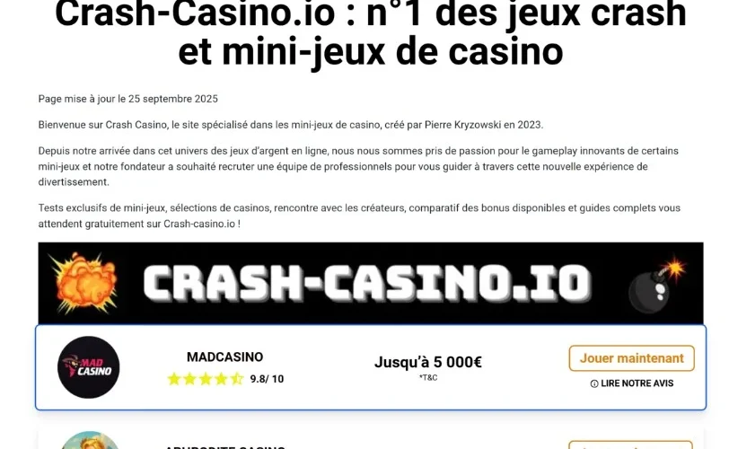 Nous avons testé le fameux site Crash-casino.io : Bilan