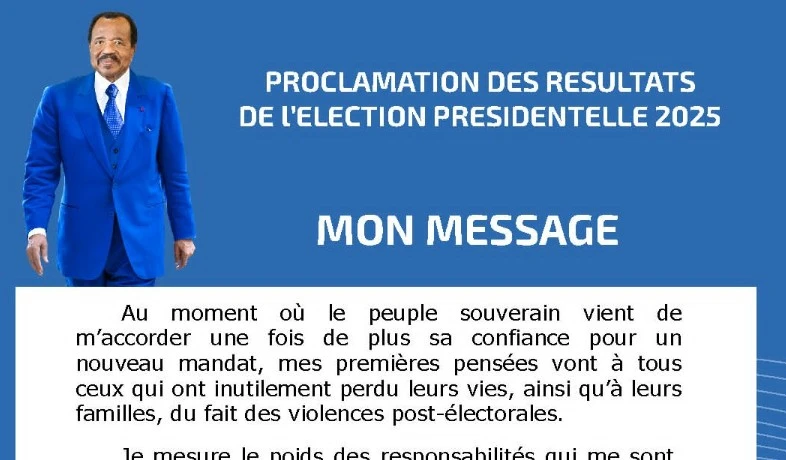 Cameroun – Message fort de Paul Biya après sa réélection Cameroun – Message fort de Paul Biya après sa réélection